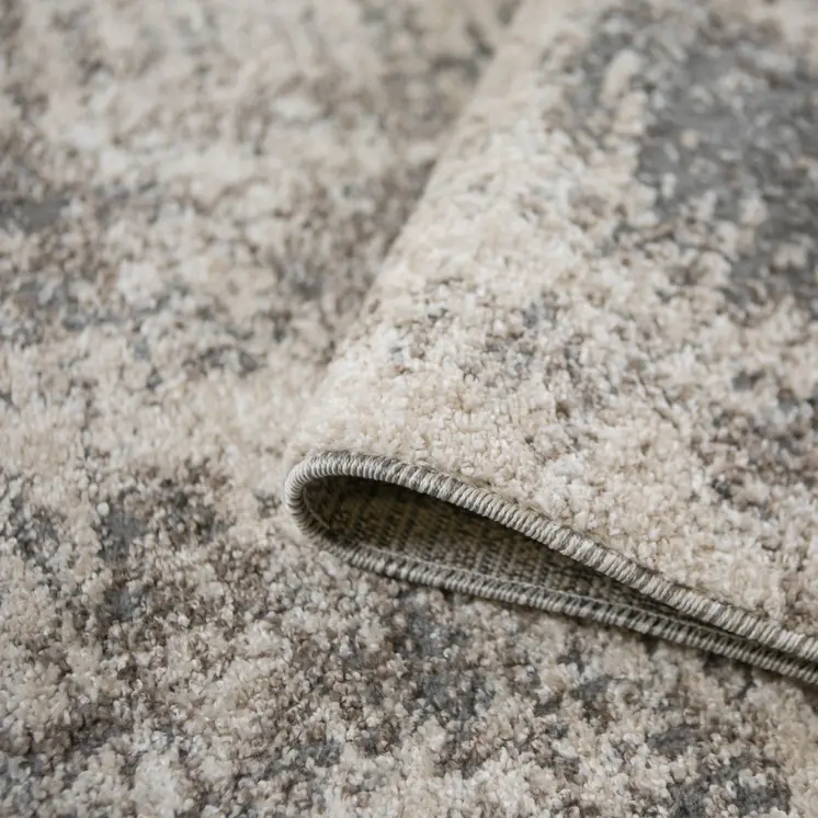 8' Gray and Beige Abstract Power Loom Runner Rug