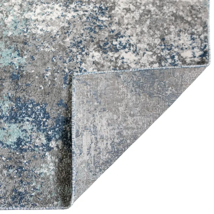 8' X 10' Ivory Blue and Gray Abstract Power Loom Area Rug