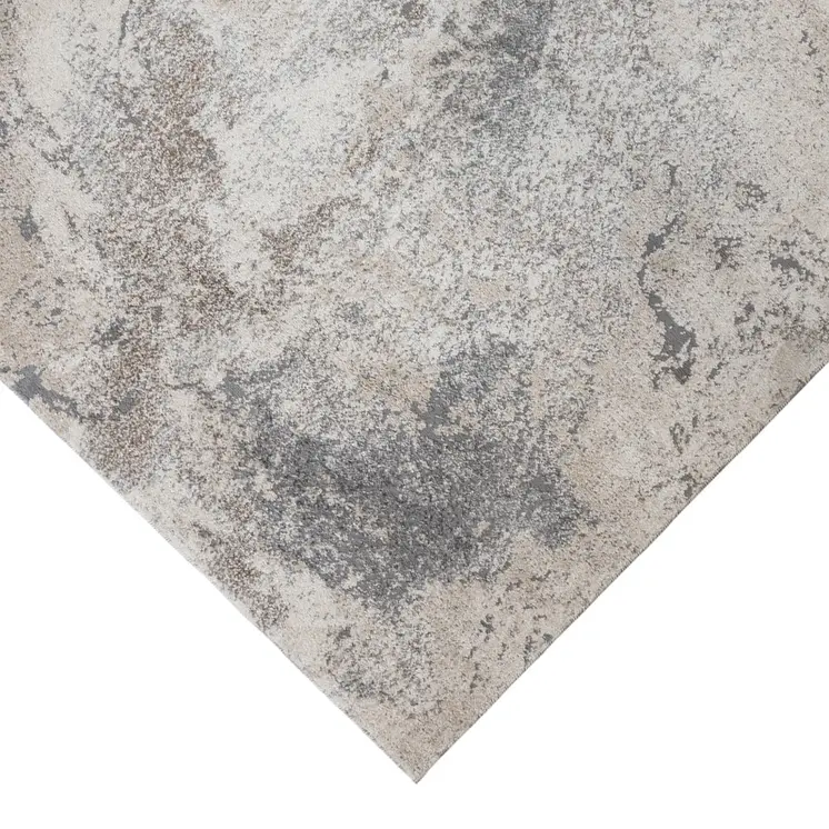 8' Cream and Gray Abstract Power Loom Runner Rug