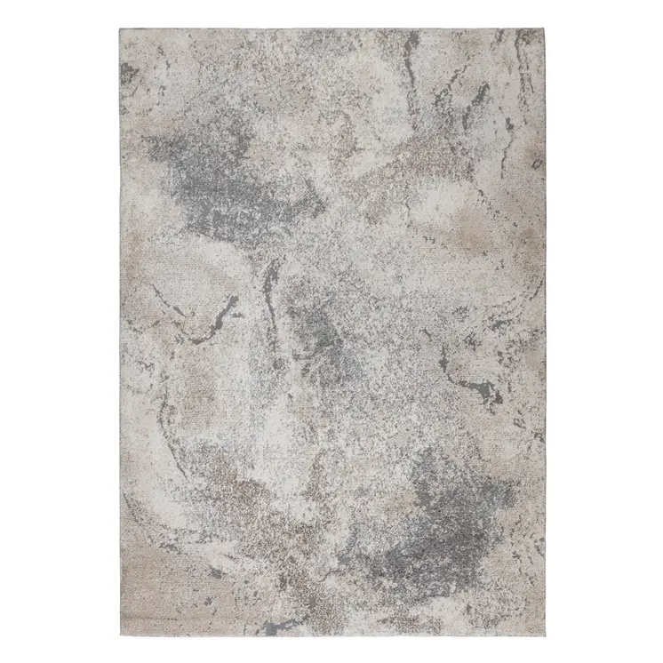 5' X 8' Cream and Gray Abstract Power Loom Area Rug
