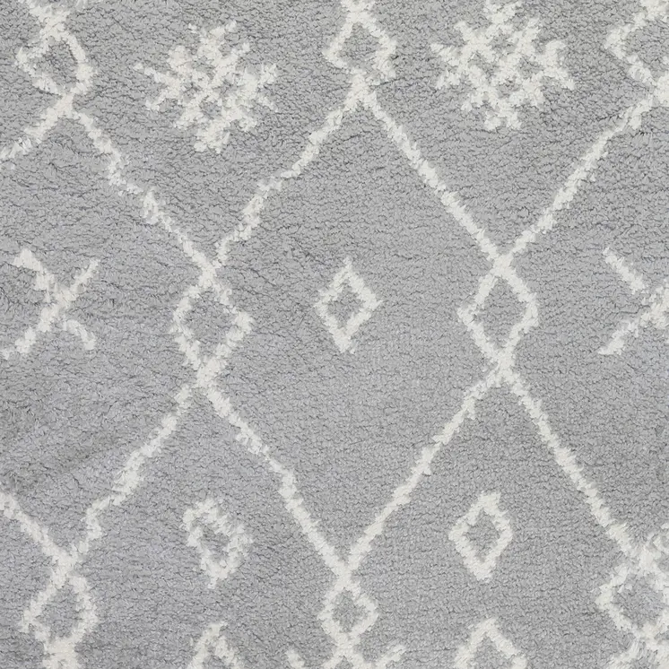 5' X 8' Gray and Ivory Geometric Shag Area Rug