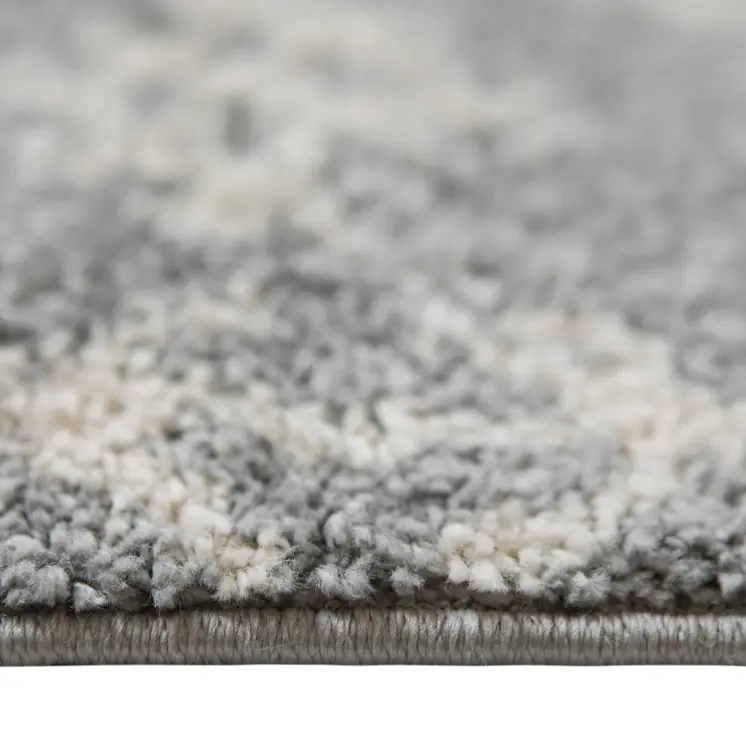 5' X 8' Gray and Ivory Geometric Shag Area Rug