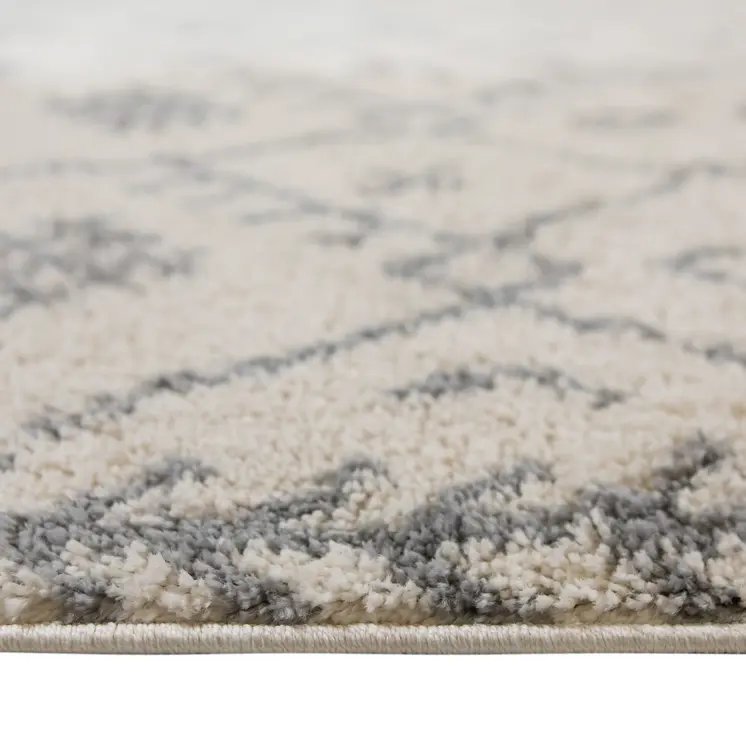 2' X 3' Gray and Ivory Geometric Shag Area Rug