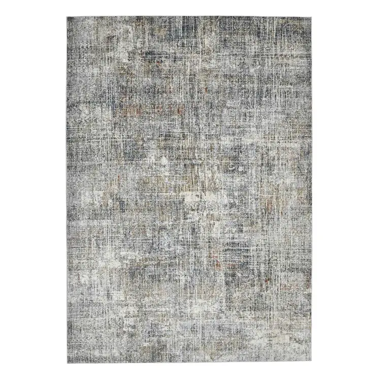 9' X 12' Ivory Gray And Orange Abstract Area Rug