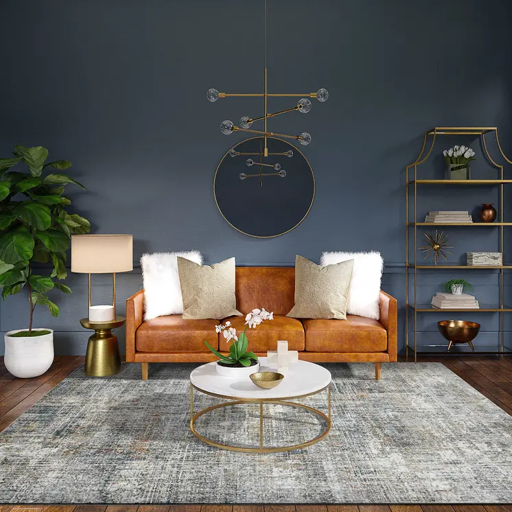 9' X 12' Ivory Gray And Orange Abstract Area Rug