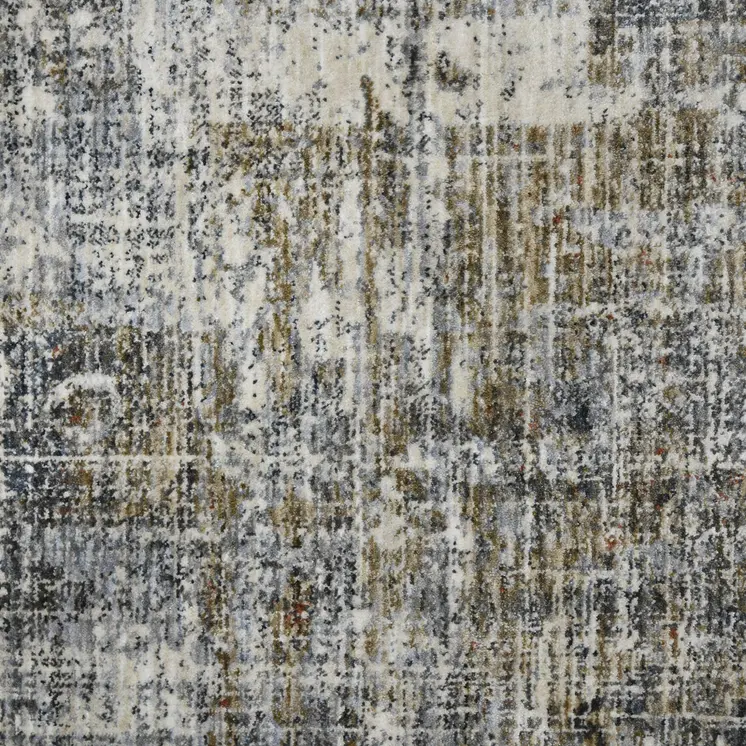 9' X 12' Ivory Gray And Orange Abstract Area Rug