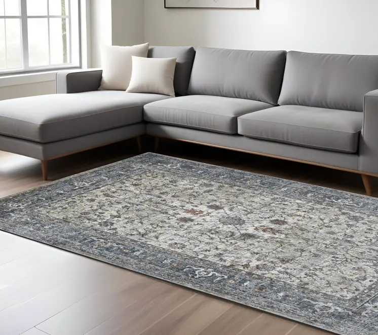 9' X 12' Ivory And Orange Oriental Area Rug