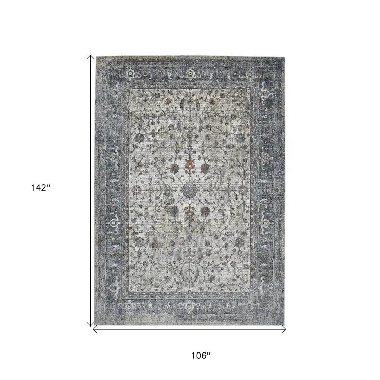 9' X 12' Ivory And Orange Oriental Area Rug