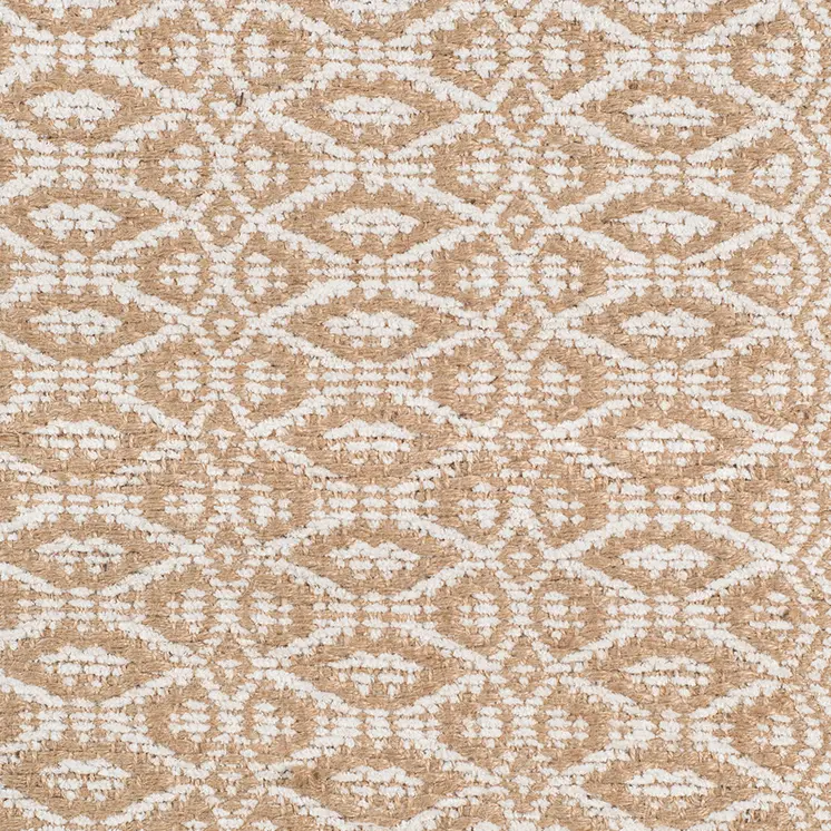 5' X 8' White And Tan Jute Geometric Flatweave Handmade Area Rug