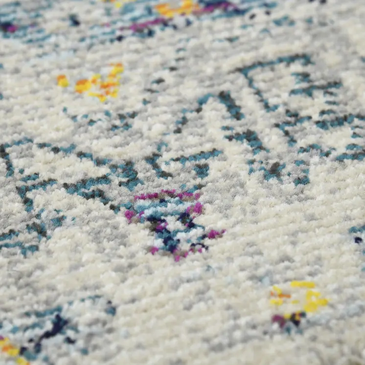 8' Yellow And Ivory Oriental Indoor Outdoor Runner Rug
