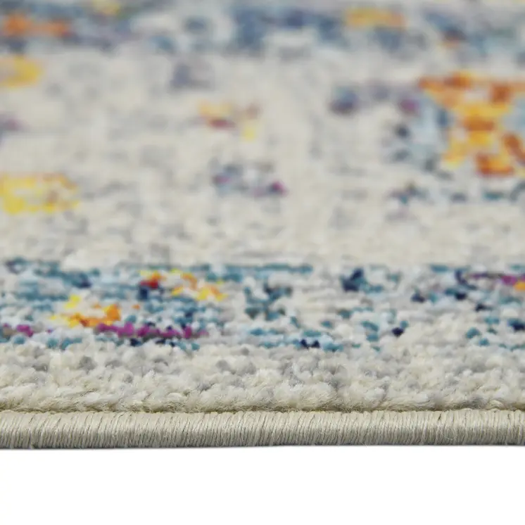 5' X 7' Yellow and Ivory Southwestern Stain Resistant Indoor Outdoor Area Rug