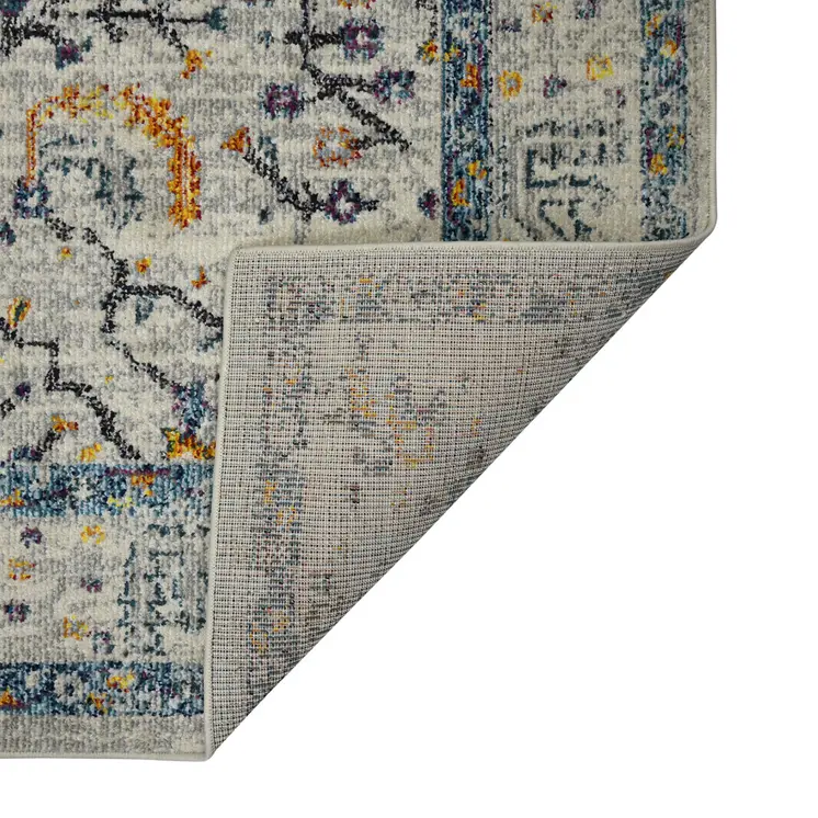 5' X 7' Yellow and Ivory Southwestern Stain Resistant Indoor Outdoor Area Rug