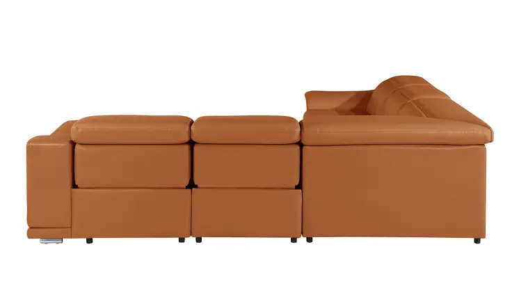 Camel Italian Leather Modular L Shaped Five Piece Corner Sectional