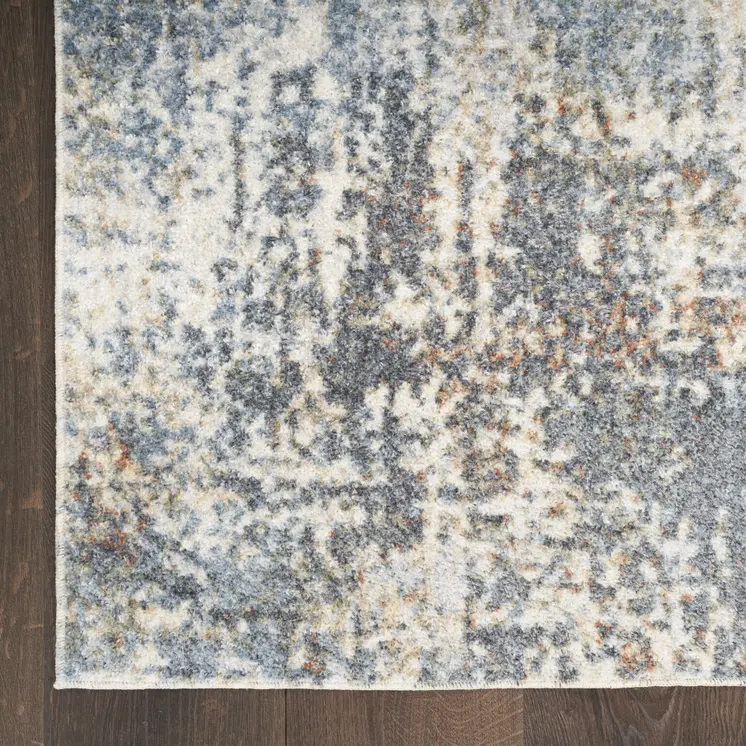 10' Cream Abstract Runner Rug