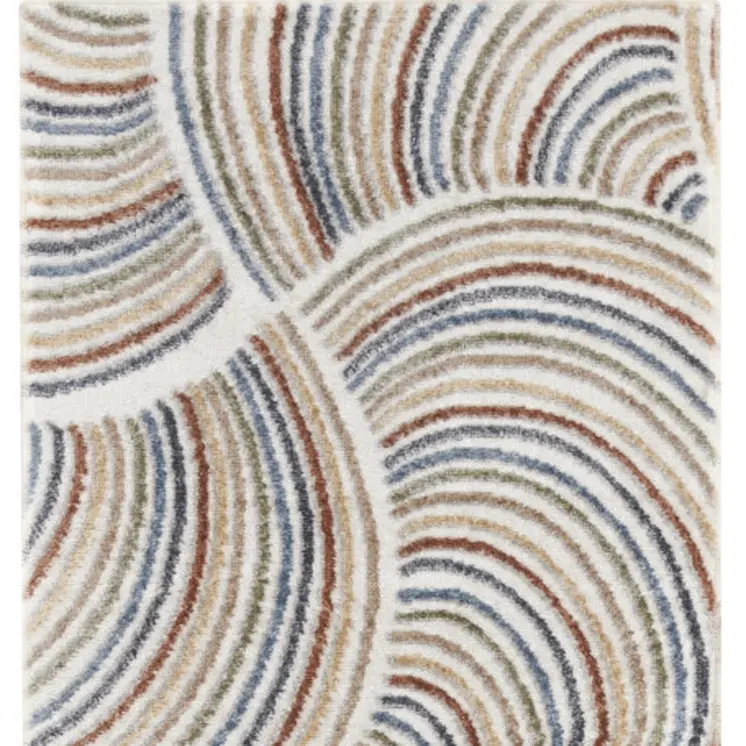 12' Blue And Ivory Abstract Washable Runner Rug