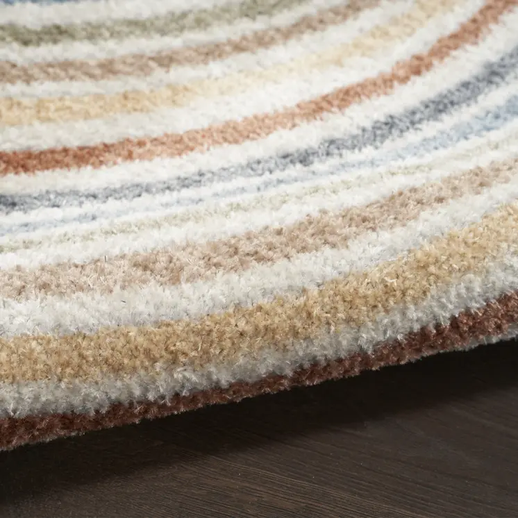 12' Blue And Ivory Abstract Washable Runner Rug