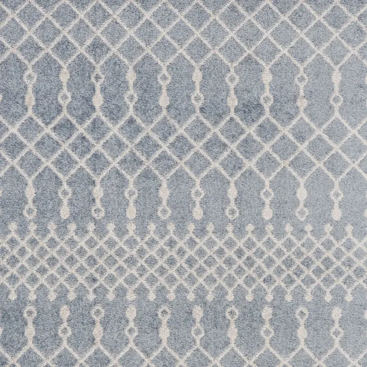 3' X 5' Blue and Ivory Abstract Power Loom Washable Area Rug