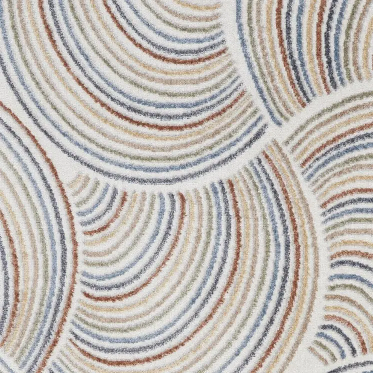 3' X 5' Blue and Ivory Abstract Power Loom Washable Area Rug
