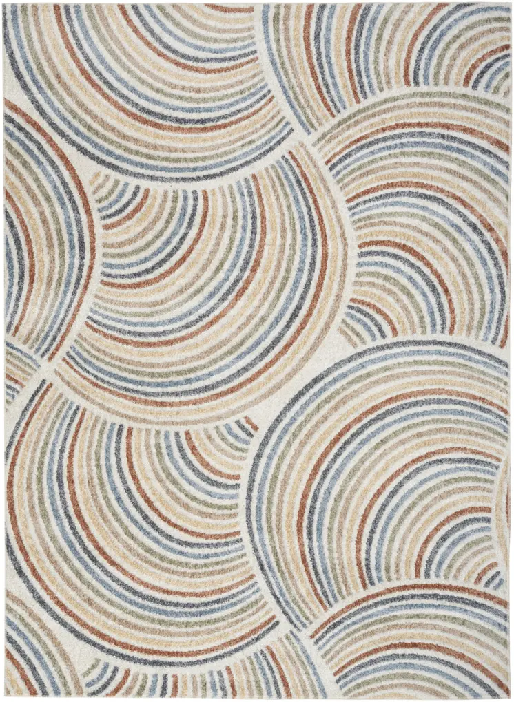 7' X 9' Blue And Ivory Abstract Washable Area Rug