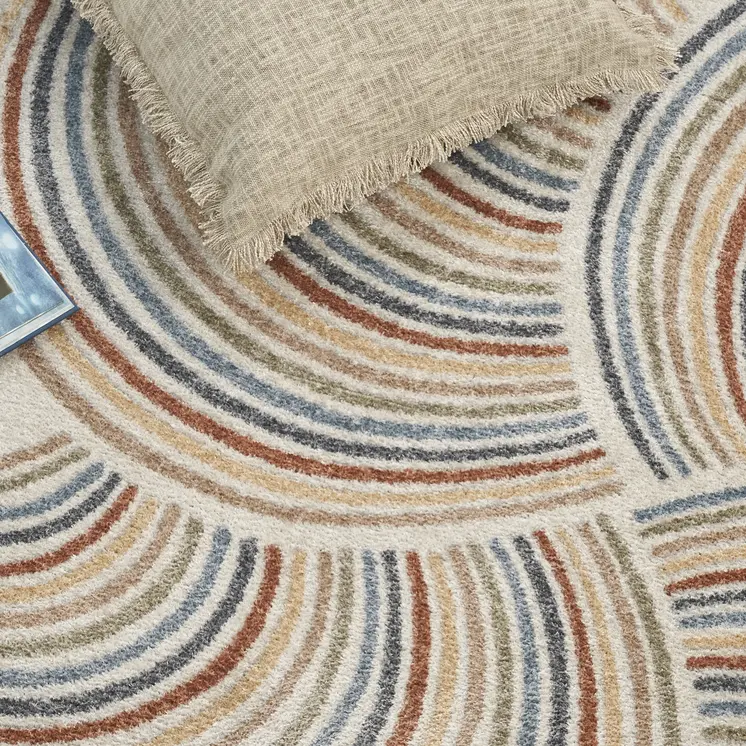 7' X 9' Blue And Ivory Abstract Washable Area Rug