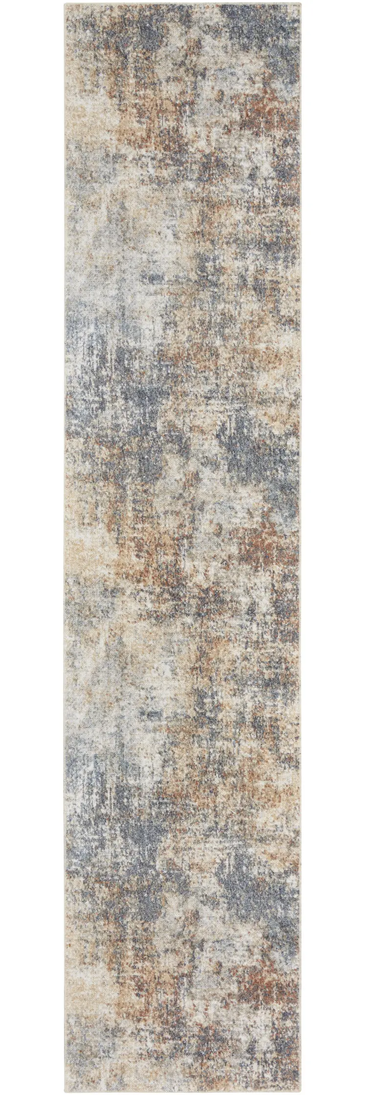 8' Cream Abstract Runner Rug