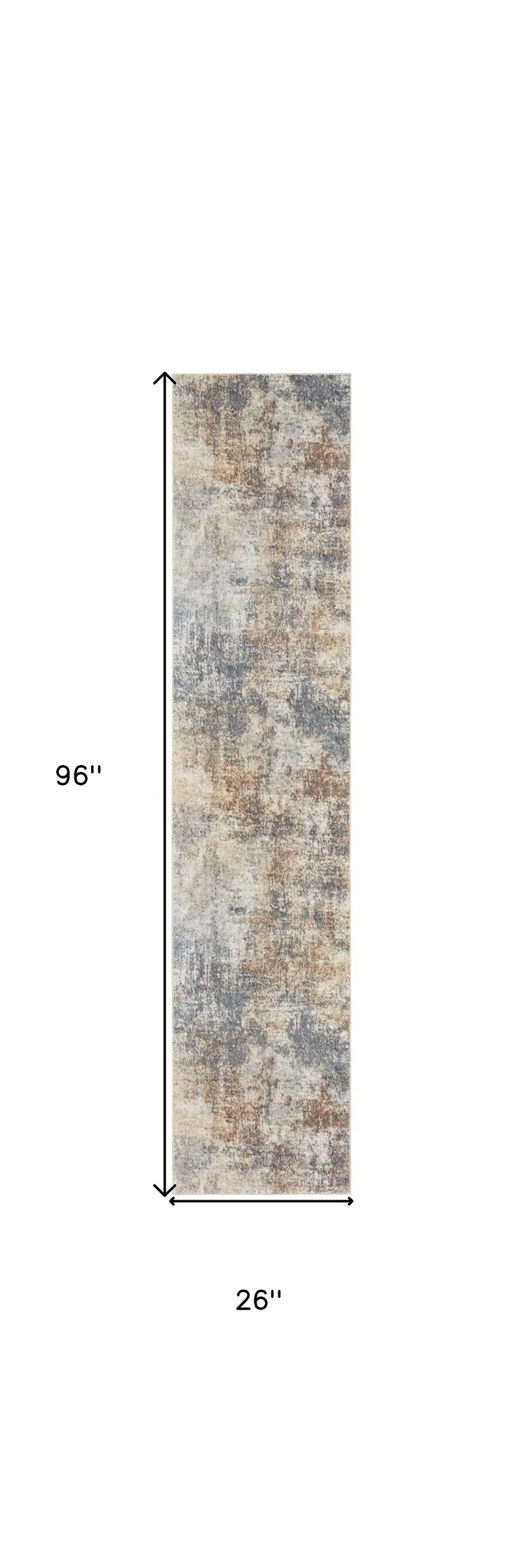 8' Cream Abstract Runner Rug