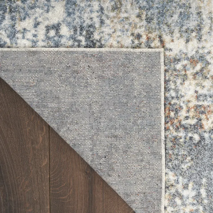 8' Cream Abstract Runner Rug