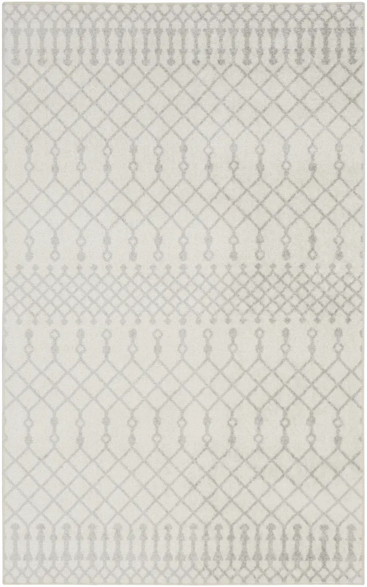 8' X 10' Blue and Ivory Abstract Power Loom Washable Area Rug