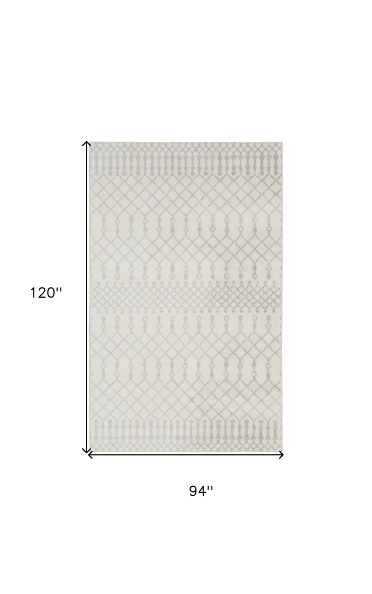 8' X 10' Blue and Ivory Abstract Power Loom Washable Area Rug