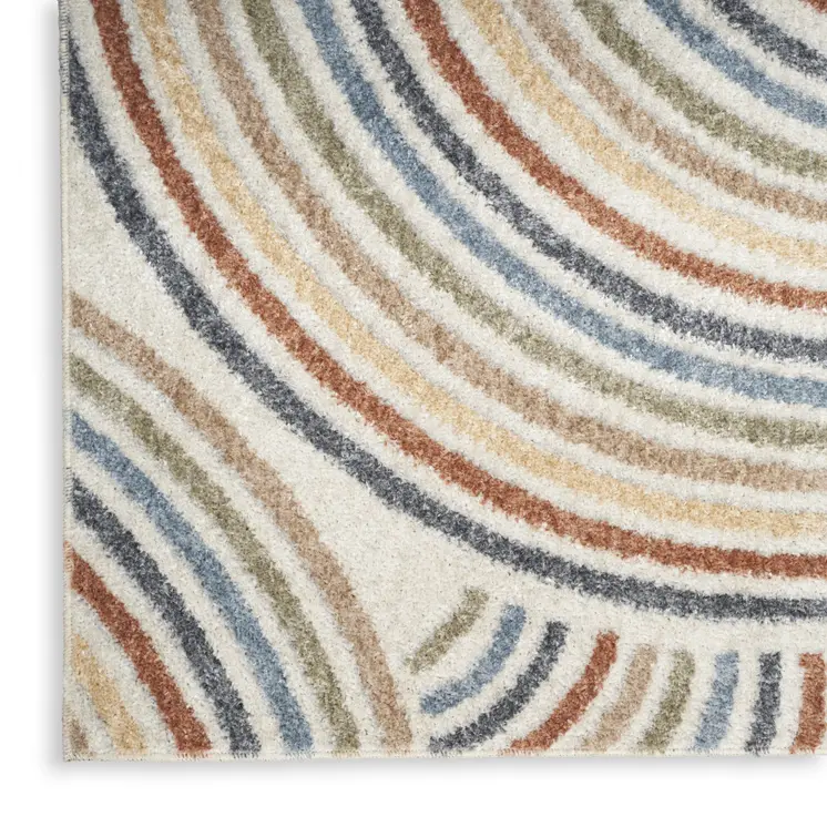 8' X 10' Blue and Ivory Abstract Power Loom Washable Area Rug