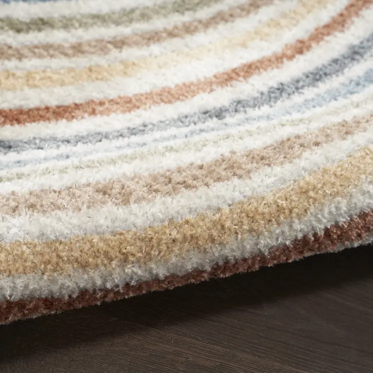 9' X 12' Ivory Blue And Brown Abstract Washable Area Rug