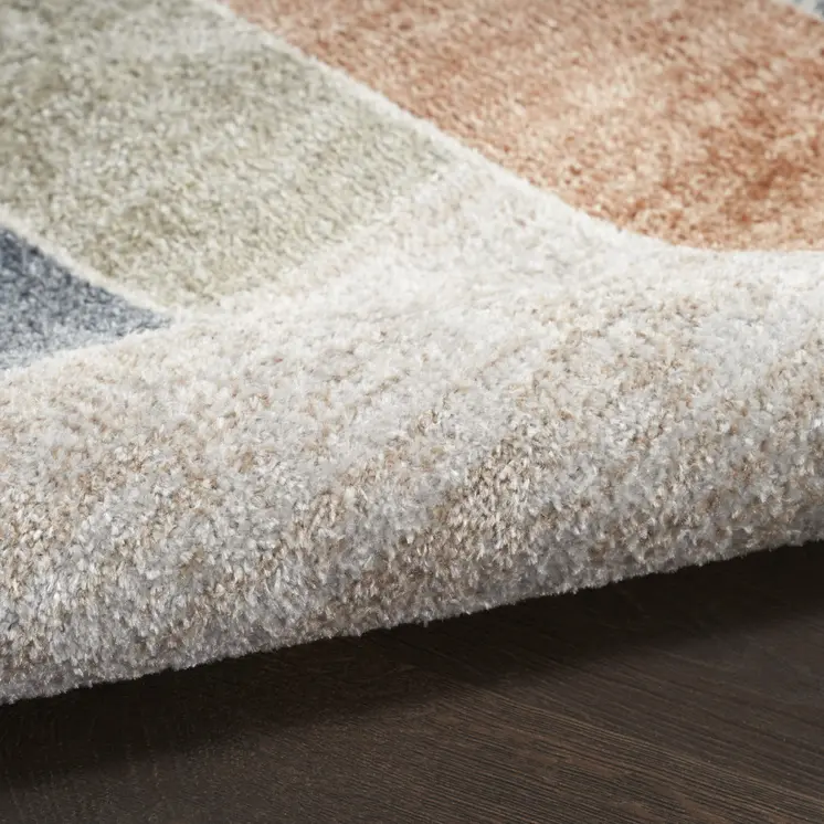 10' Blue And Green Geometric Washable Runner Rug