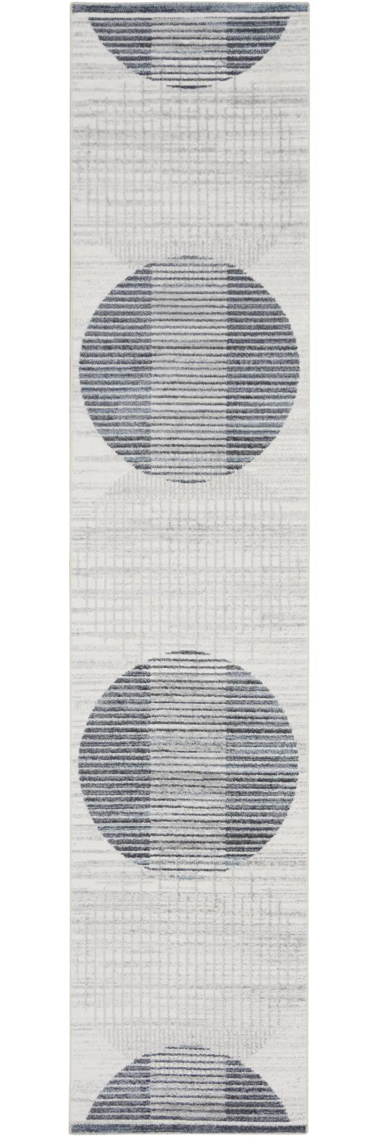 10' Blue And Ivory Geometric Washable Runner Rug