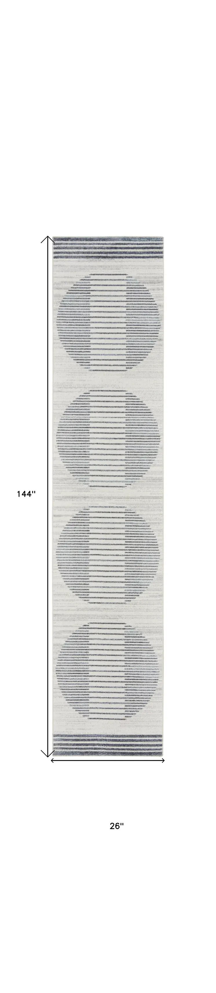 12' Blue And Ivory Geometric Washable Runner Rug