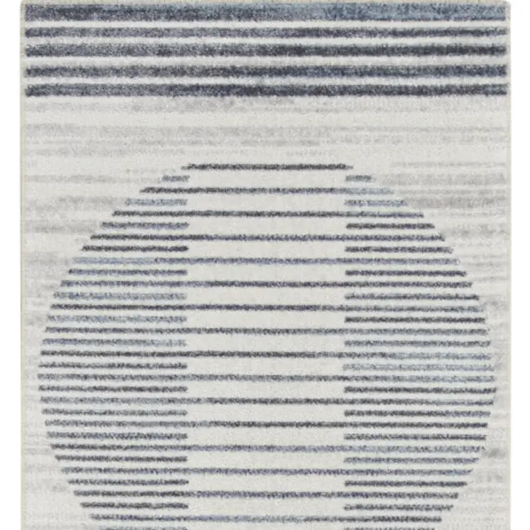 12' Blue And Ivory Geometric Washable Runner Rug