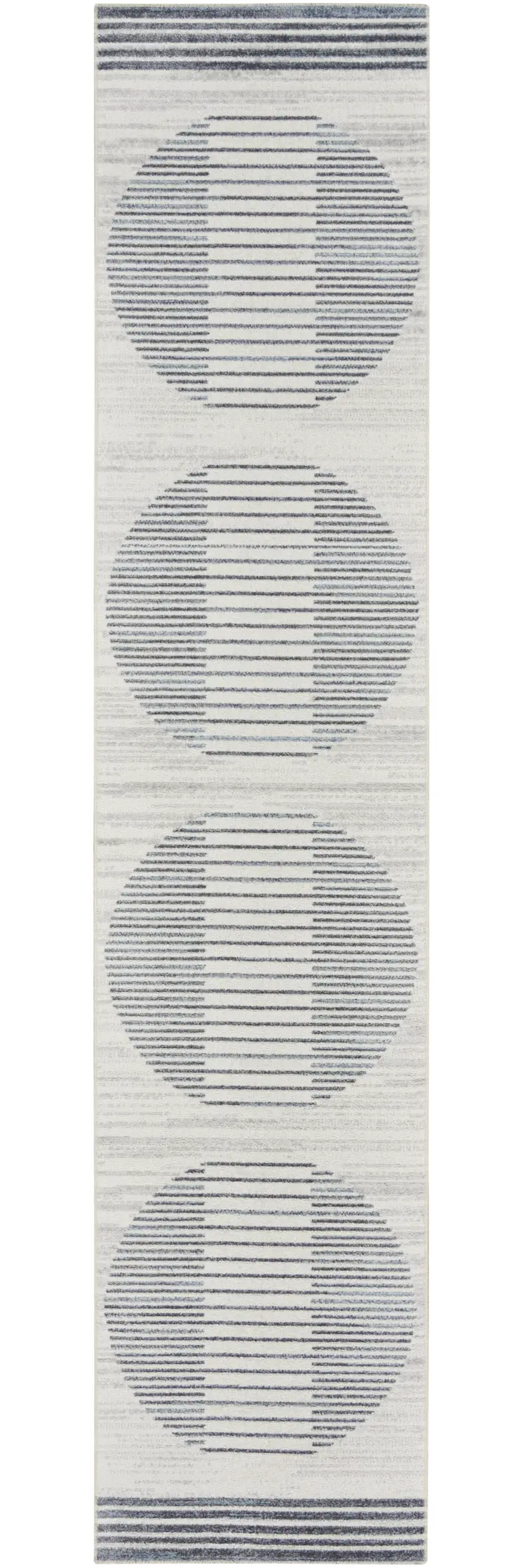 12' Blue And Ivory Geometric Washable Runner Rug
