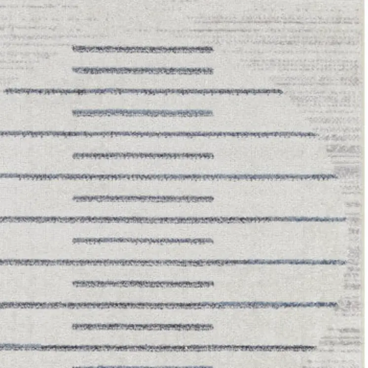 12' Blue And Ivory Geometric Washable Runner Rug