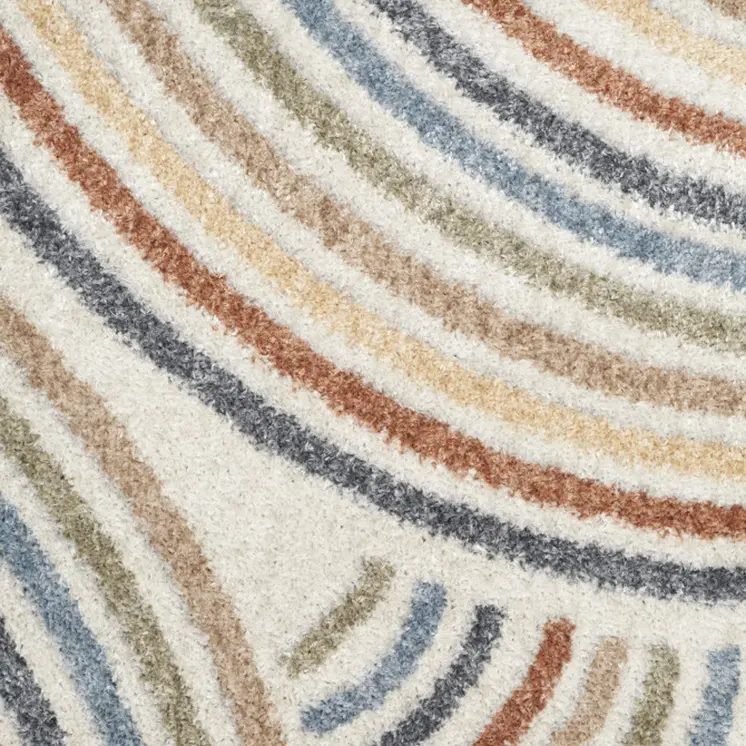 3' X 5' Blue and Ivory Geometric Power Loom Washable Area Rug