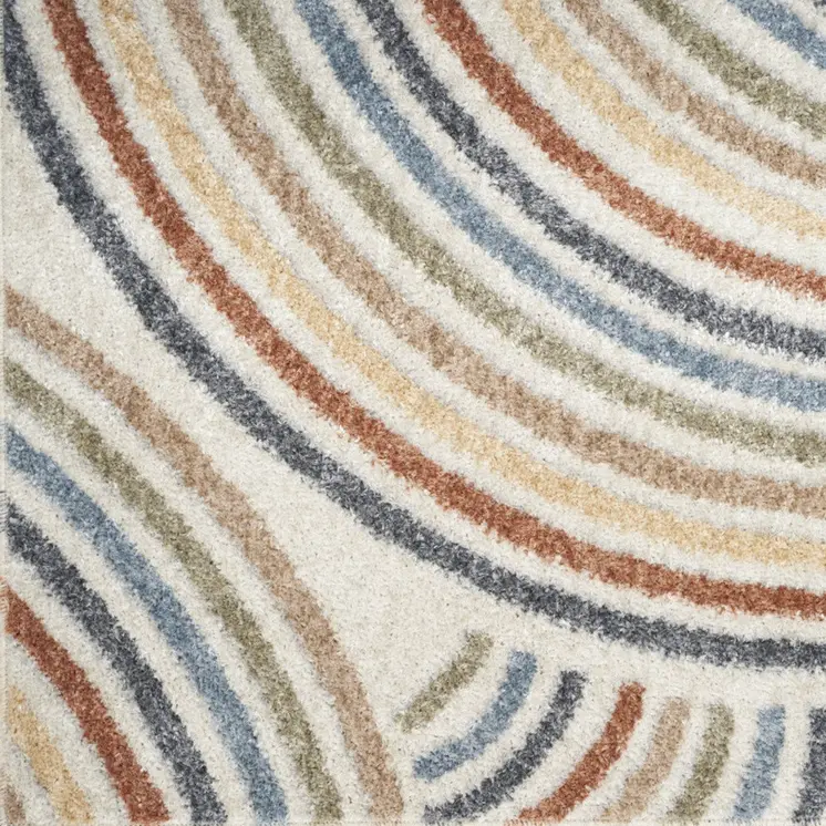 3' X 5' Blue and Ivory Geometric Power Loom Washable Area Rug