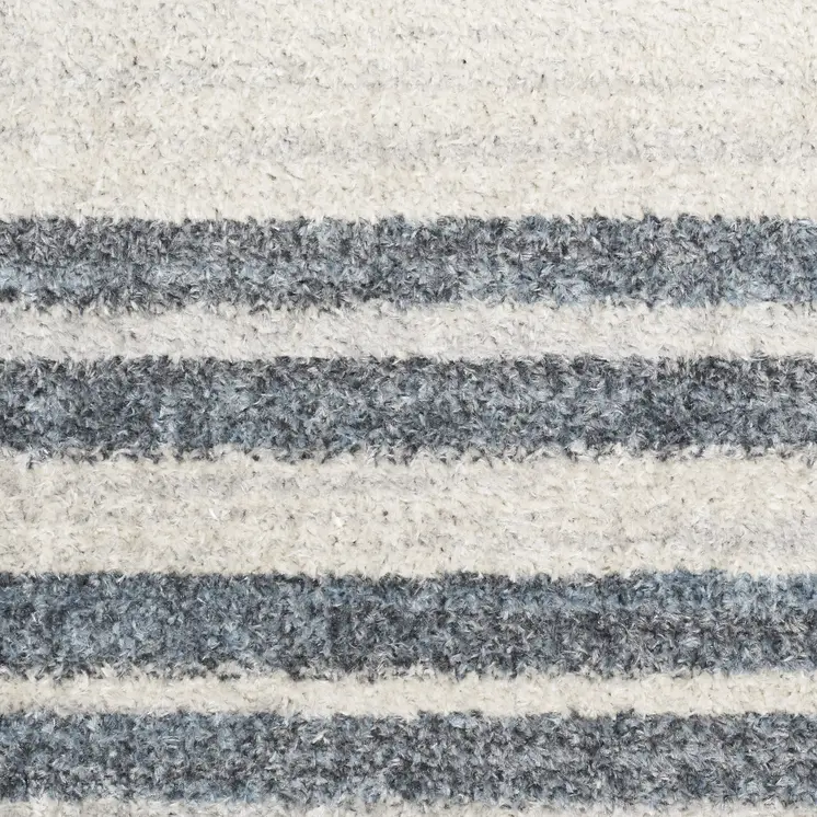 5' X 7' Blue And Ivory Geometric Washable Area Rug