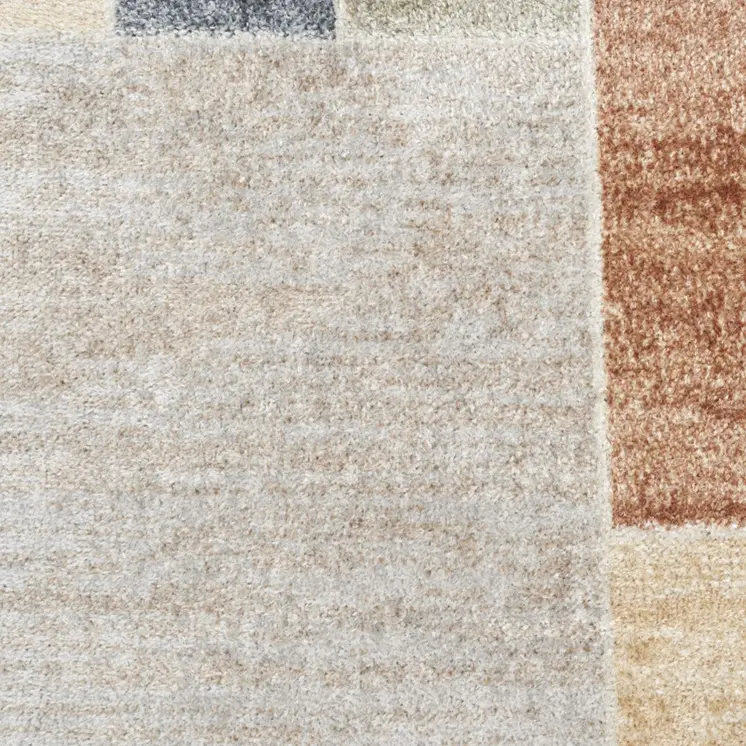 7' X 9' Blue And Ivory Geometric Washable Area Rug
