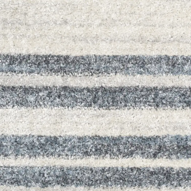 7' X 9' Blue And Ivory Geometric Washable Area Rug