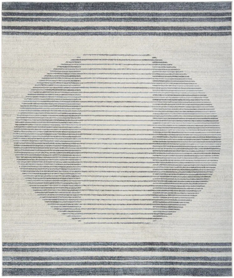 8' X 10' Blue And Ivory Geometric Washable Area Rug
