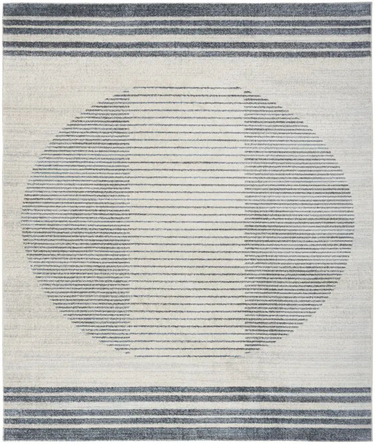 8' X 10' Blue And Ivory Geometric Washable Area Rug