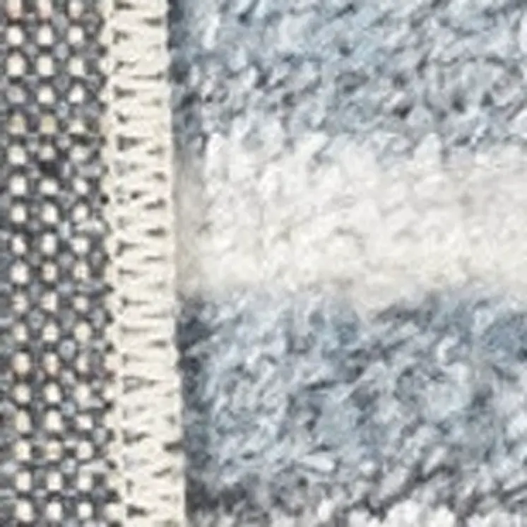 8' Blue And Ivory Geometric Washable Round Rug