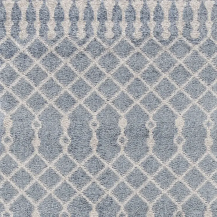10' Blue And Ivory Moroccan Washable Runner Rug