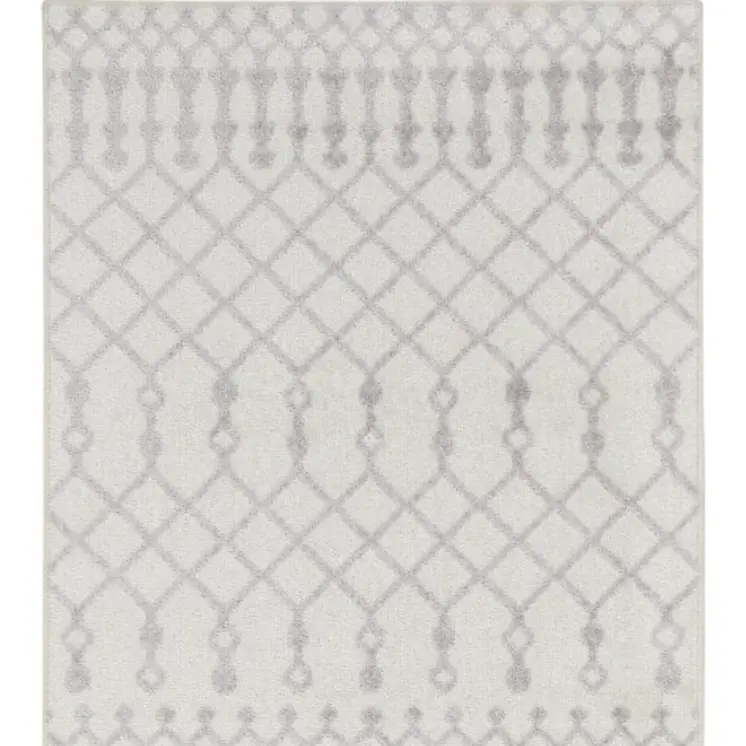 10' Gray And Ivory Moroccan Washable Runner Rug