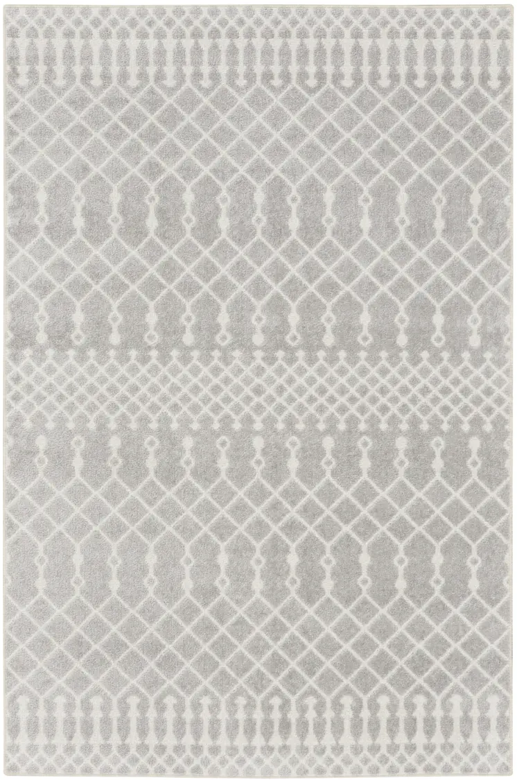 3' X 5' Gray And Ivory Moroccan Washable Area Rug