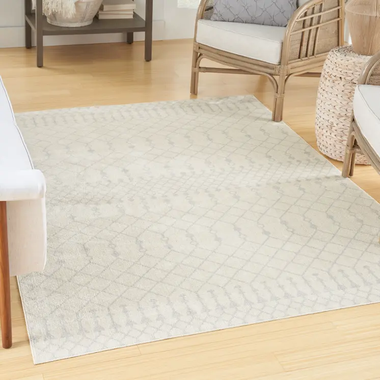5' X 7' Gray And Ivory Moroccan Washable Area Rug