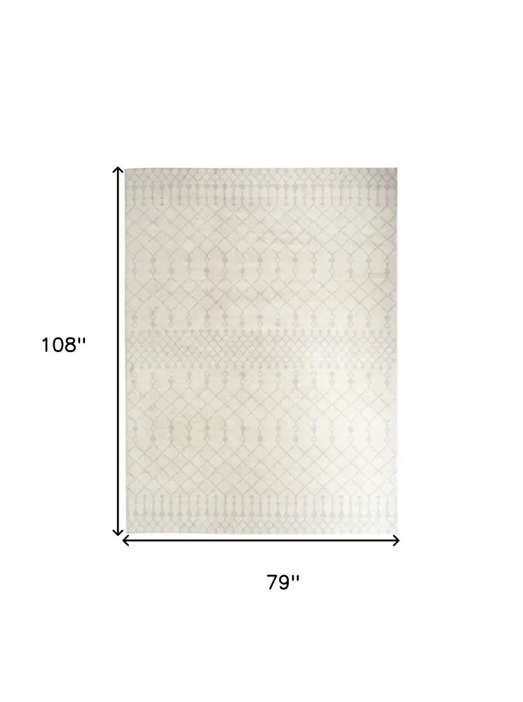 7' X 9' Gray And Ivory Moroccan Washable Area Rug